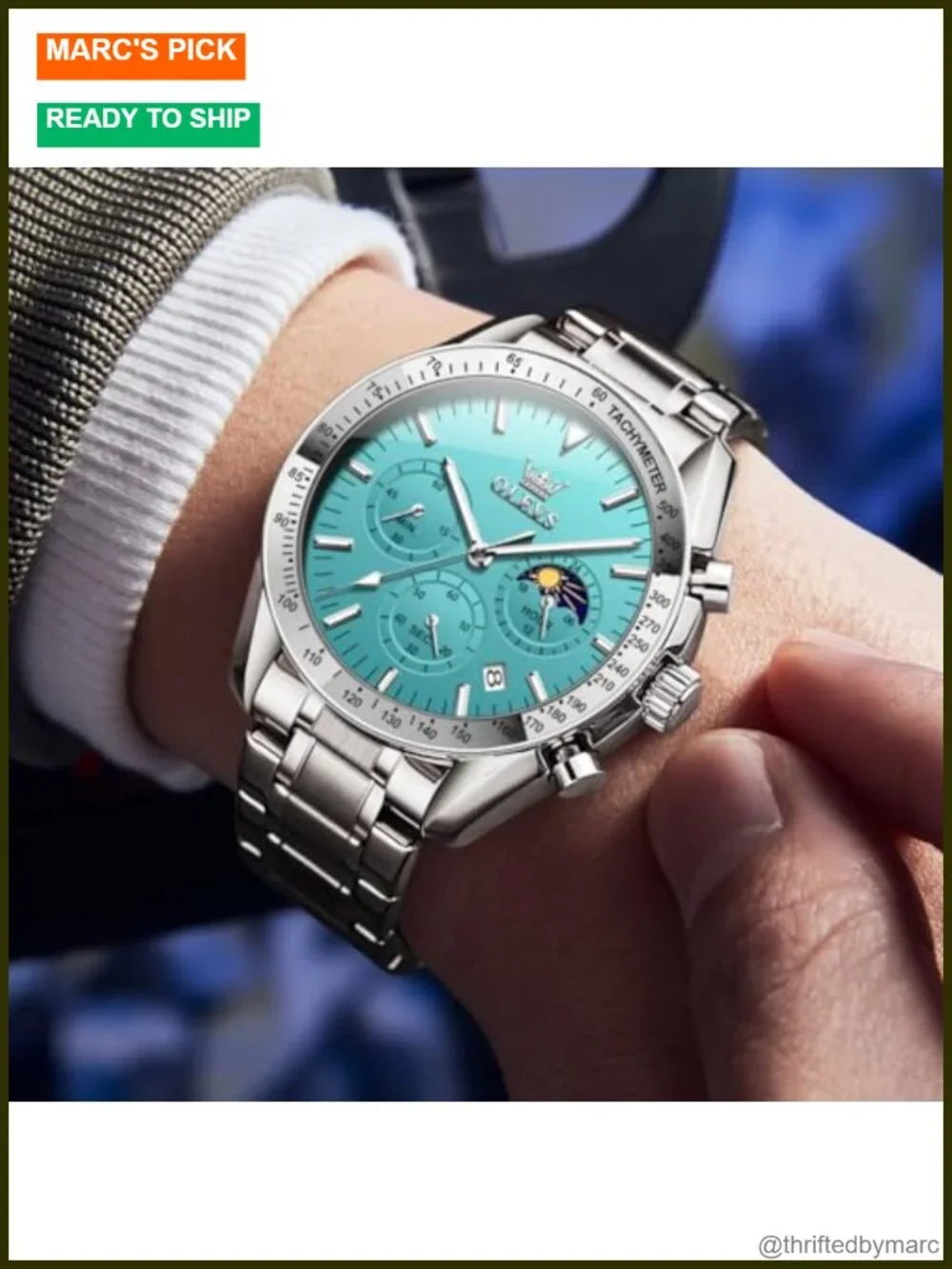 Men's Luxury Diamond Calendar Stainless Steel Business Dress Waterproof